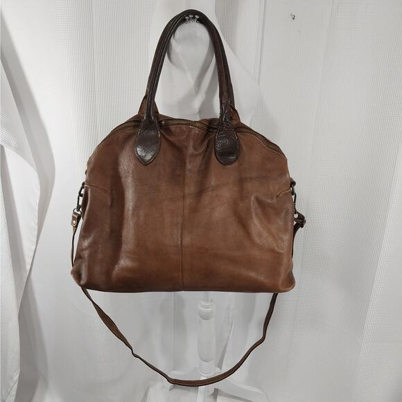 GORGEOUS PECAN BROWN "WEATHERED" GENUINE LEATHER SHOULDER BAG, PURSE, HANDBAG! - Picture 6 of 10